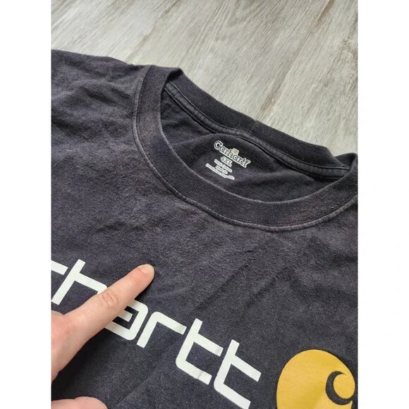 Carhartt Shirt Lot 2 Mens 4XL Black Logo Tee Green Pocket Henley Workwear - Picture 4 of 16